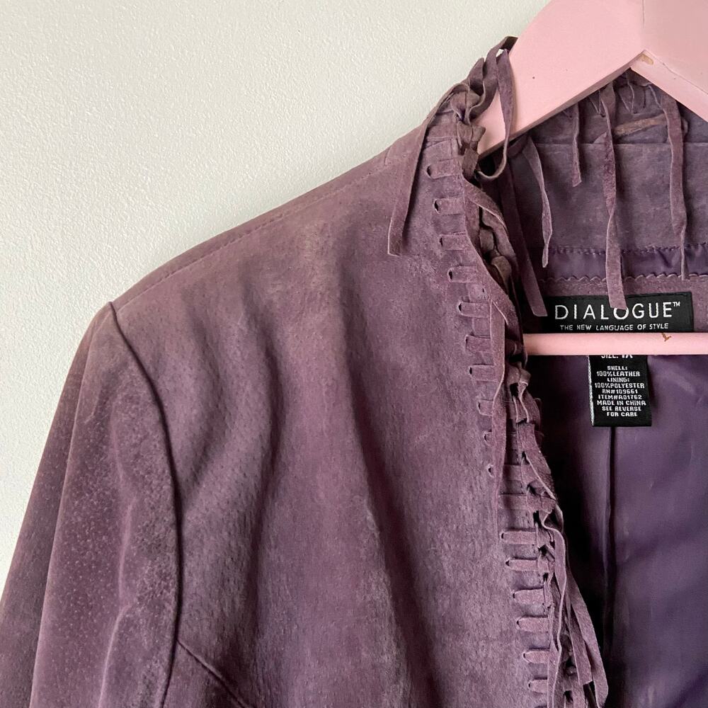 Dialogue Vintage Purple Suede Fringe Jacket - Picture 3 of 8